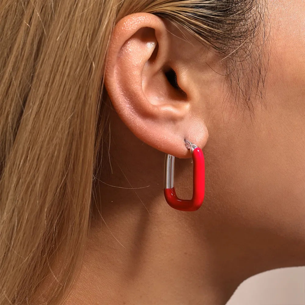 U-shaped drip oil earrings women's fashionable stainless steel gold-plated color preserving ear accessories