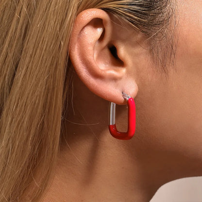 U-shaped drip oil earrings women's fashionable stainless steel gold-plated color preserving ear accessories