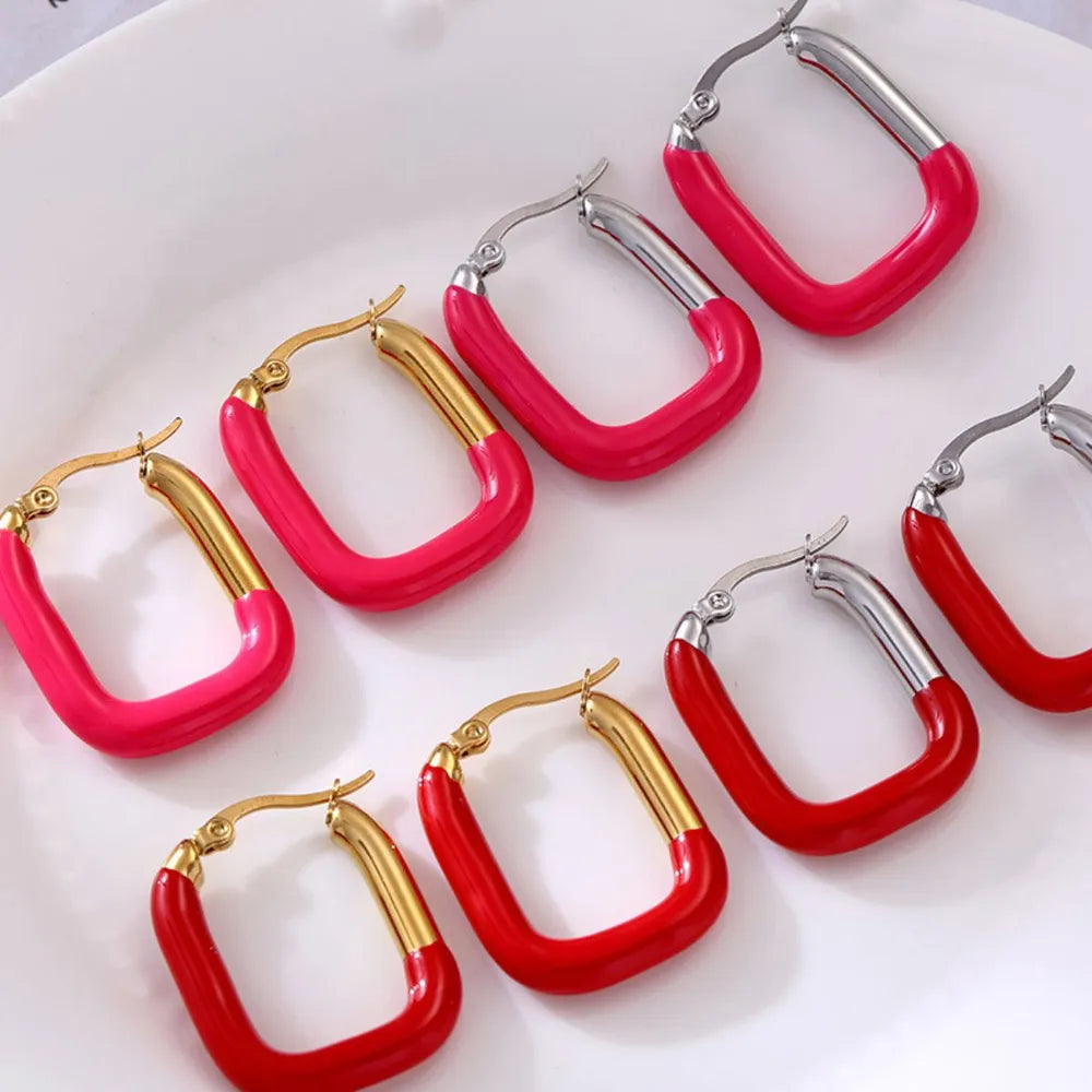 U-shaped drip oil earrings women's fashionable stainless steel gold-plated color preserving ear accessories