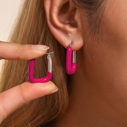 U-shaped drip oil earrings women's fashionable stainless steel gold-plated color preserving ear accessories